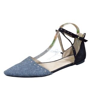 Old Navy Women Flats Size 10 Casual Dressy Grey Black Ankle Strap Pointed Toe